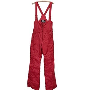 ESP Red Insulated Snow Bib Overalls Ski Pants Vintage Made in Korea Size 10
